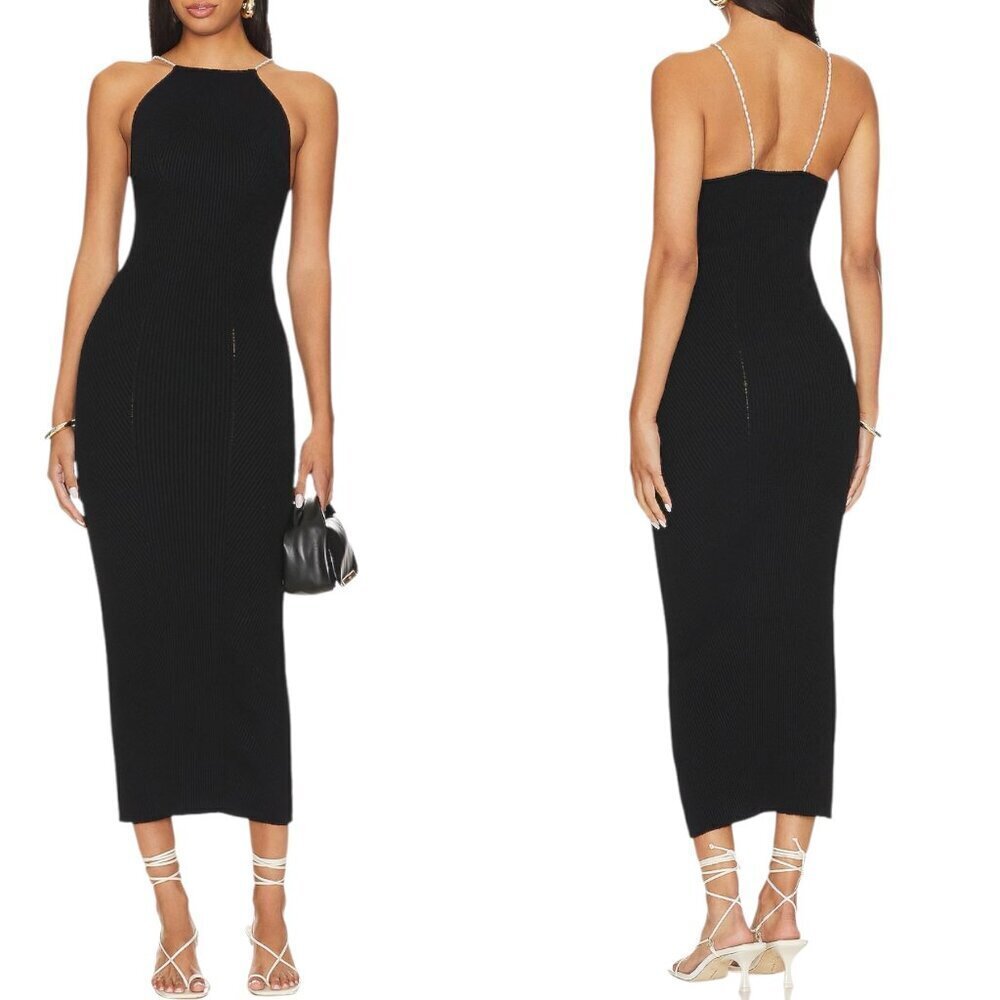 Favorite Daughter - Women’s ‘The Ropes of Pearl’ Midi Dress Knit - Black X-Small